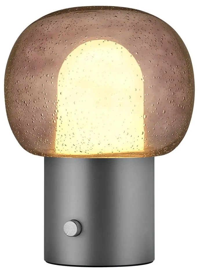 Антрацитна алуминиева LED настолна лампа със стъклен абажур (височина 32 cm) Iris – Blomus