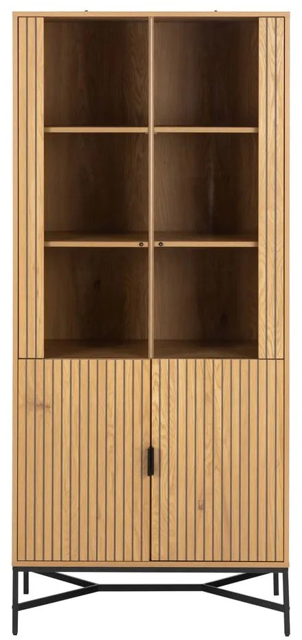 Витрина от дъбов декор в естествен цвят 80x180x40 cm Jaipur – Actona