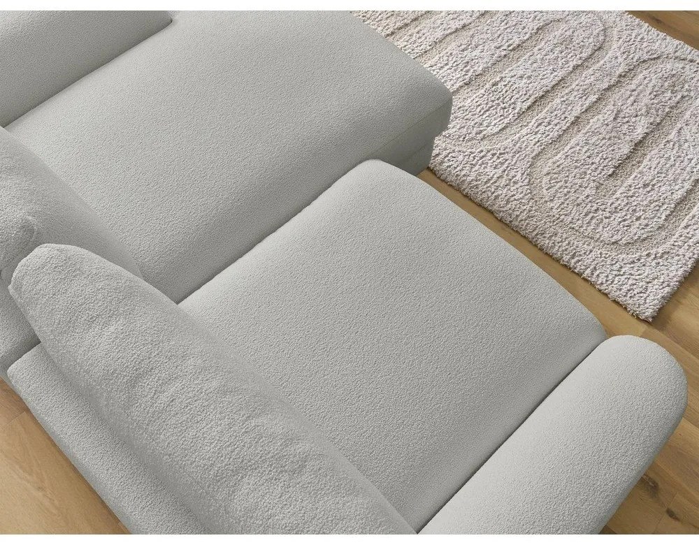 Светлосив ъглов диван от прежда с примки от букле (десен ъгъл) Leonore – Bobochic Paris