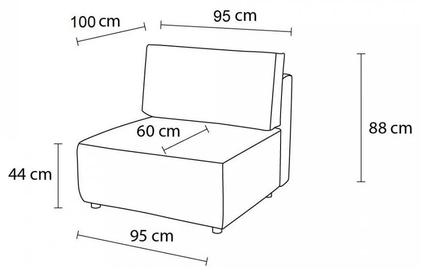 Модул за диван от зелен велур, централна част Nihad modular - Bobochic Paris