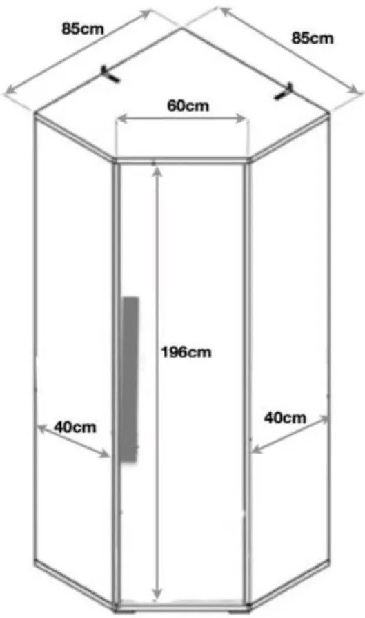 Ъглов Гардероб Спотлайт - Сив - Бял