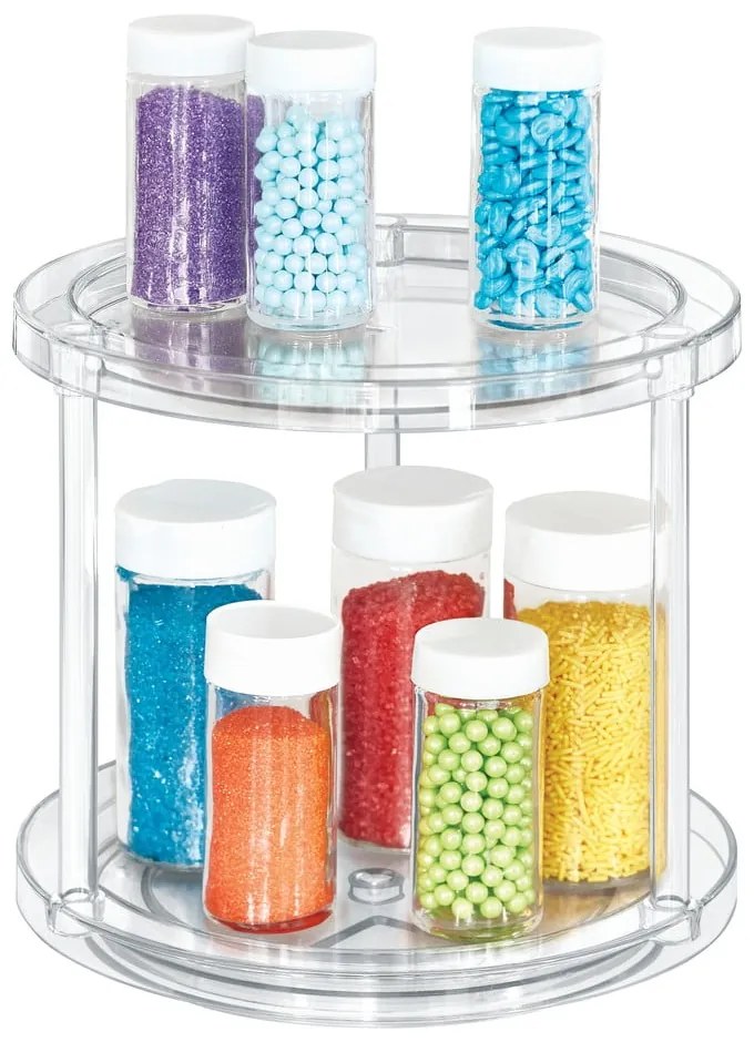 IDesign The Home Edit кръгла въртяща се двуетажна поставка за контейнери, ⌀ 24,1 cm - iDesign/The Home Edit