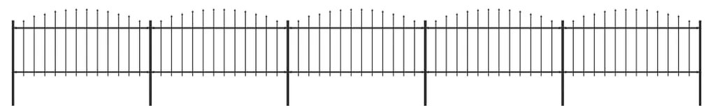 Sonata Градинска ограда с пики, стомана, (0,5-0,75)x8,5 м, черна