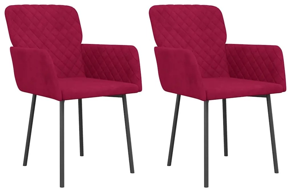 344784 vidaXL Трапезни столове, 2 бр, виненочервени, кадифе