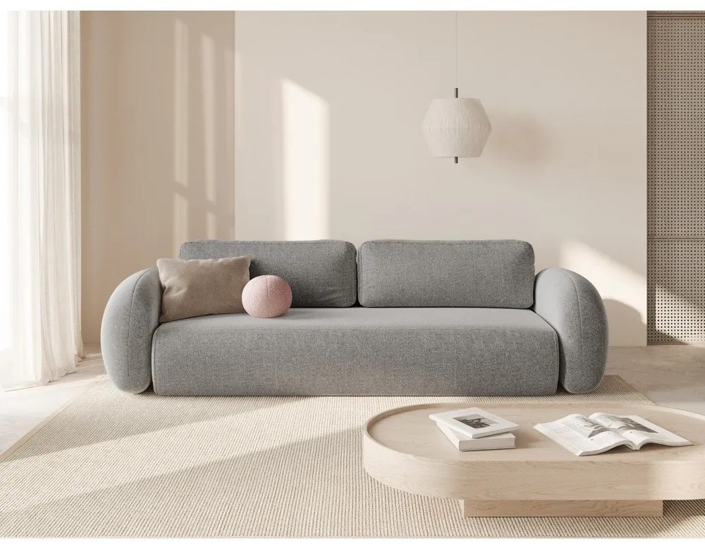 Светлосив шенилов сгъваем/с място за съхранение диван 262 cm Tonale – Cosmopolitan Design