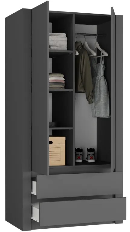Модерен гардероб с две врати MODERN B20 180 x 90 x 55 cm - различни цветови варианти Бял
