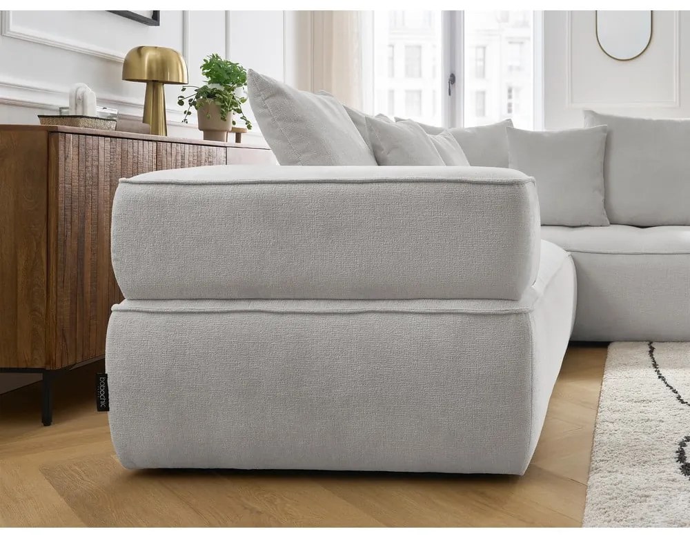 Светлосив шенилов ъглов диван (десен ъгъл/L форма) Whesley – Bobochic Paris