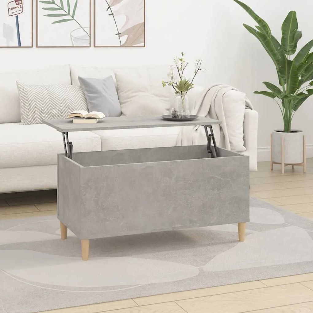 819584 vidaXL Кафе маса, бетонно сива, 90x44,5x45 см, инженерно дърво