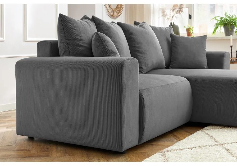 Сив кадифен ъглов диван Enjoy – Bobochic Paris