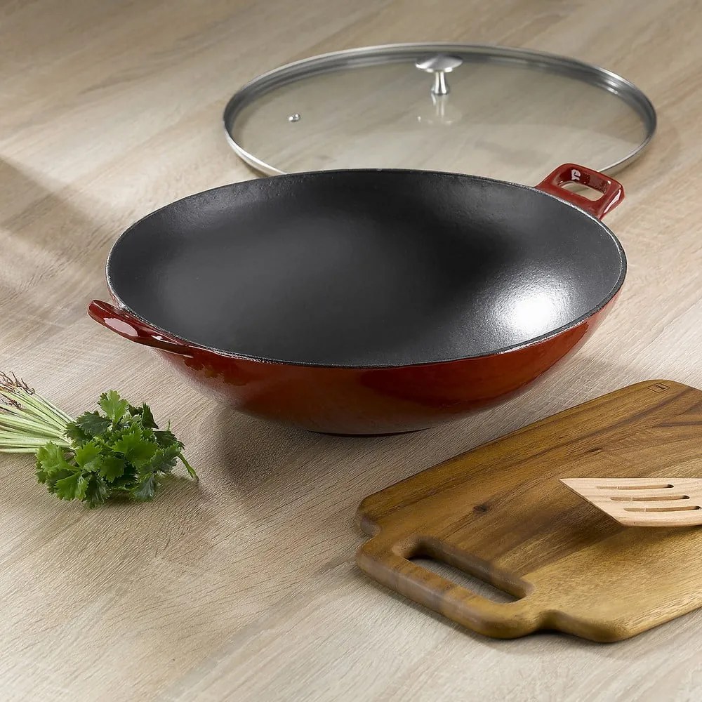 Червен чугунен тиган WOK , ø 36 cm Calido - Kela