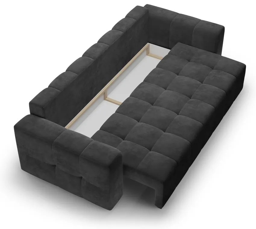 Тъмно сив кадифен разтегателен диван Luca - Milo Casa