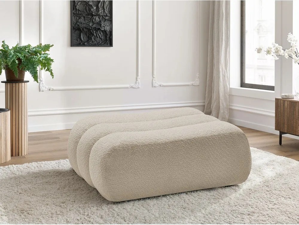 Бежова табуретка от прежда с примки от букле Azra – Bobochic Paris