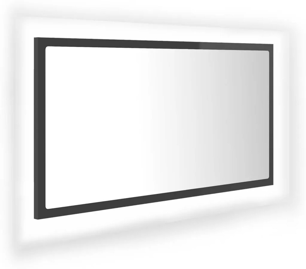 LED огледало за баня, сив гланц, 80x8,5x37 см, акрил