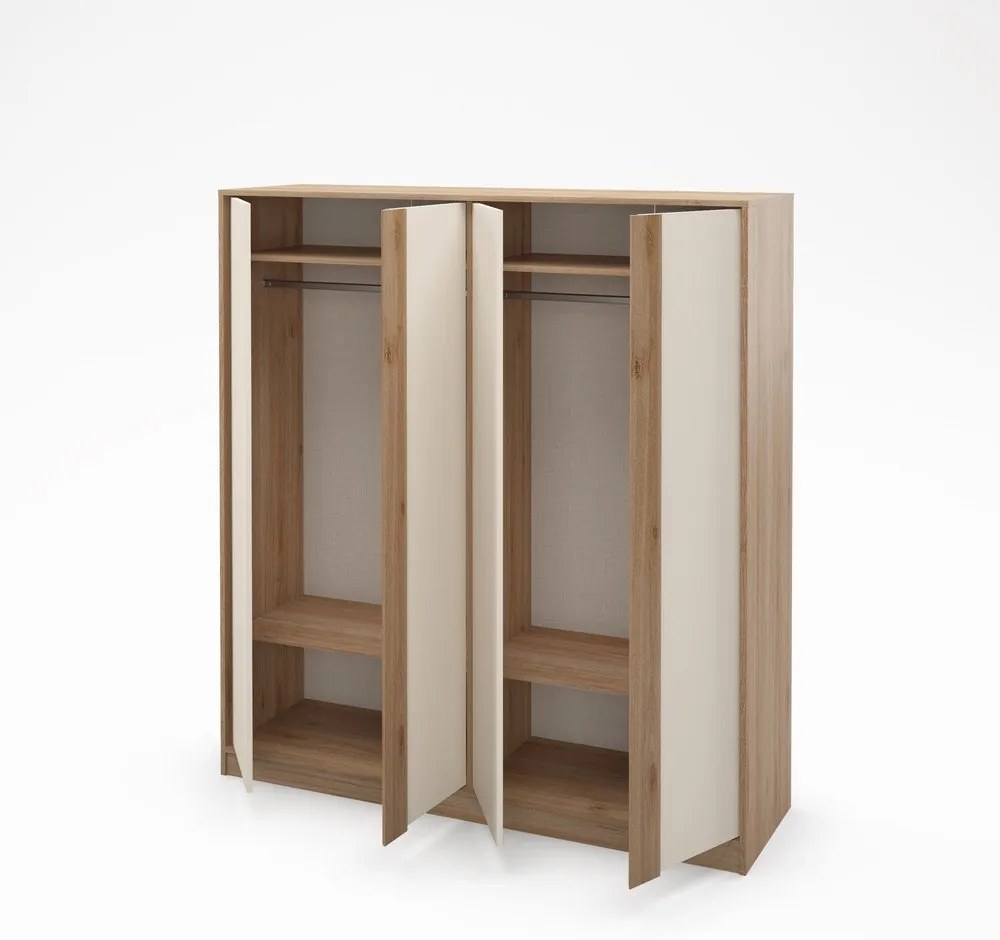 Кремаво-естествен гардероб от декор от дъб 180x197,5x53 cm Dennis – Marckeric