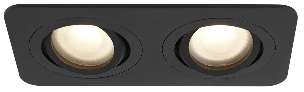 Комплект от 6 заоблени вградени спота черни GU10 50mm въртящи се и накланящи се IP44 2-Light - Alberto