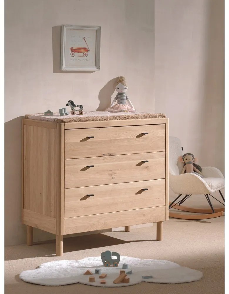 Детски скрин от масивен дъб в естествен цвят 100x95x55 cm Forrest – Vipack