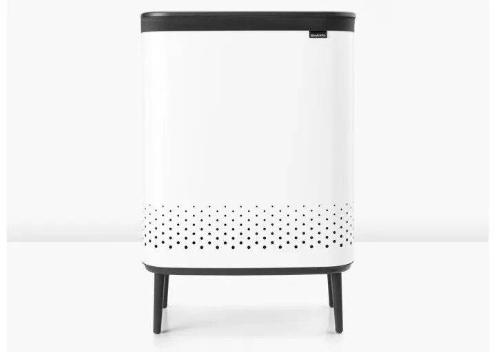 Кош за пране Brabantia Bo 1004176, 2x45 л, Пълнене без отваряне, Вентилационни отвори, Регулируеми крачета, Бял