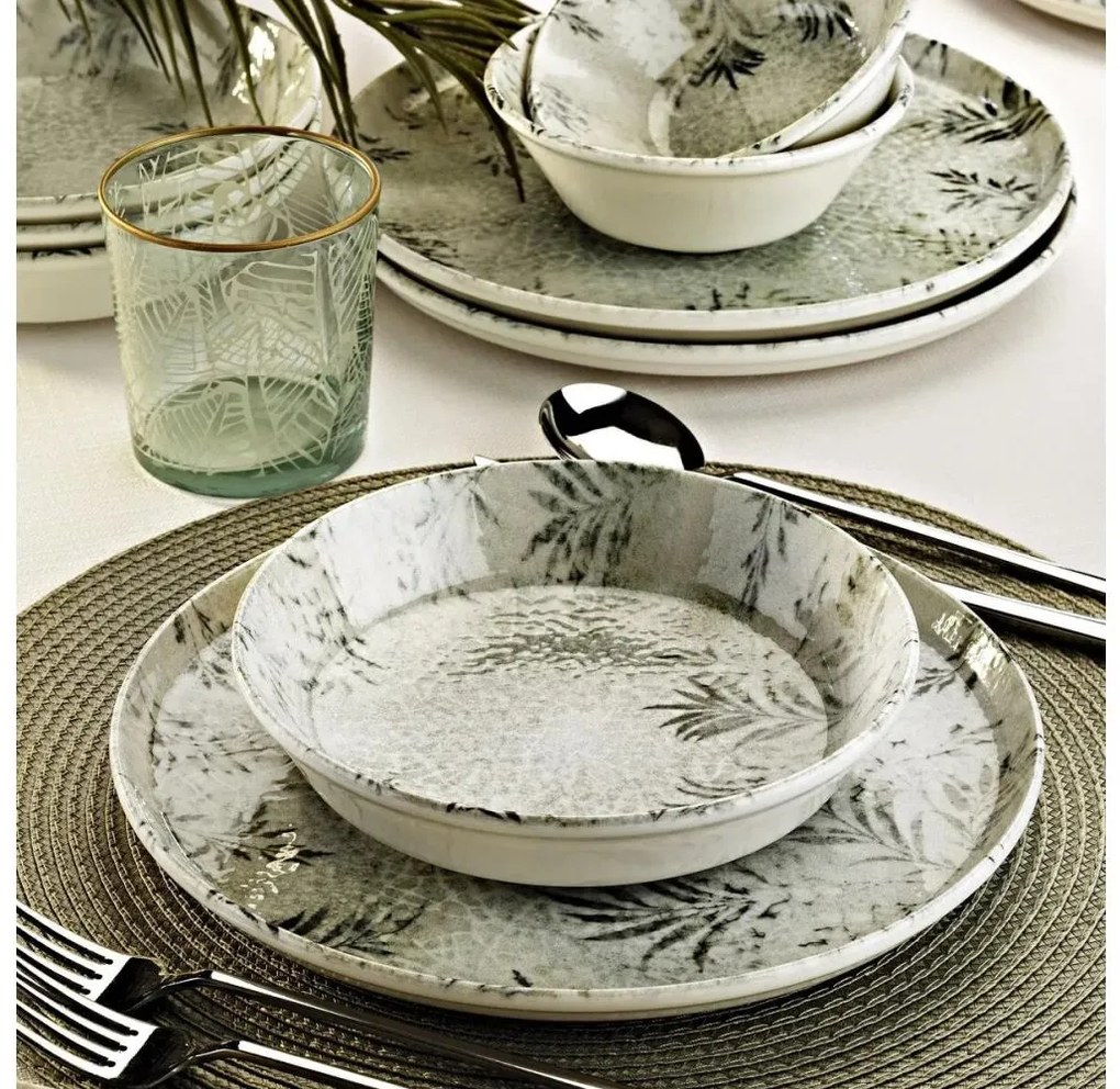 Комплект за хранене 12 части, сив порцелан