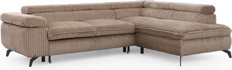 Кафяв ъглов диван от рипсено кадифе (десен ъгъл L форма) Marbeya – Ropez