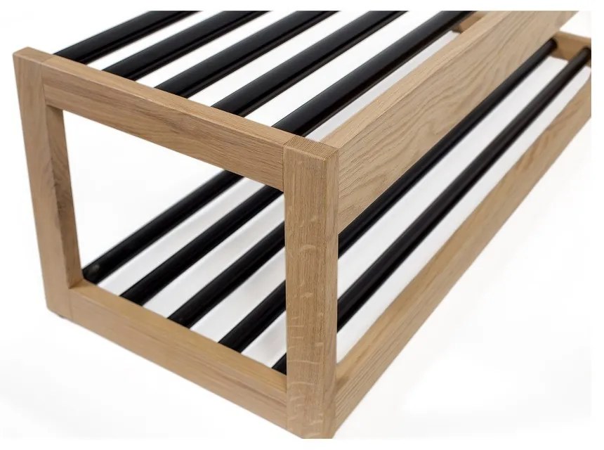 Черна/естествена метална етажерка за обувки - Woodman