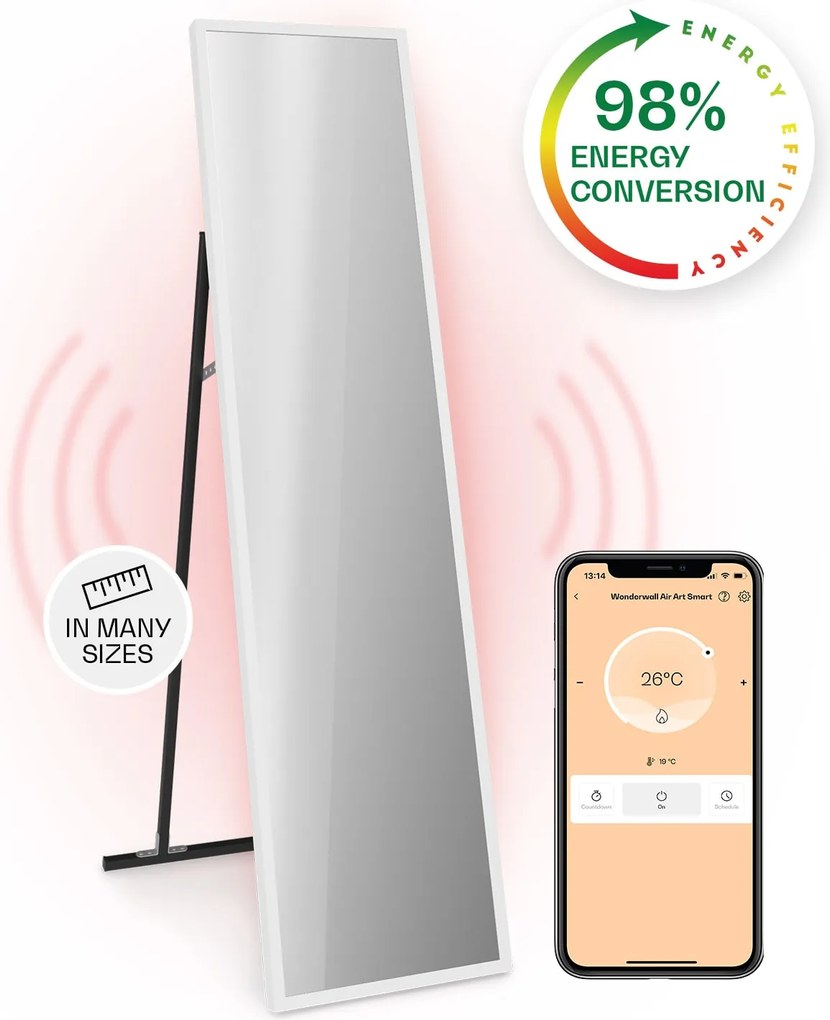 Klarstein La Palma 900 smart, Интелигентен инфрачервен отоплител, 40x160cm, 900W, Стойка за огледало