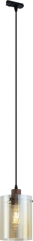 Модерен прожектор тъмен бронз с кехлибарено стъкло за релсова система 1-фазна - Iconic Dome