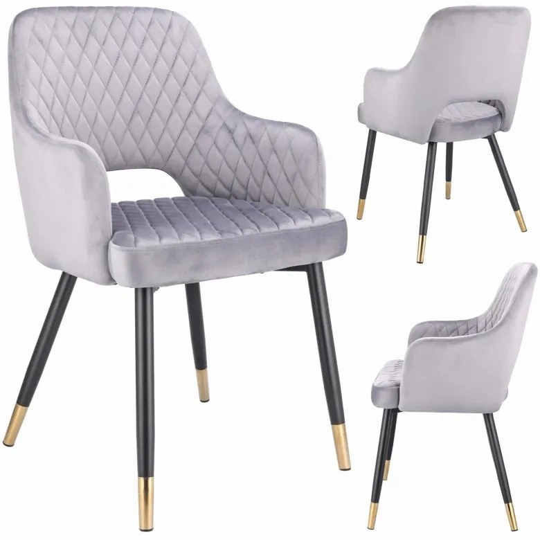 Луксозен кадифен стол за хранене BORGO Сив