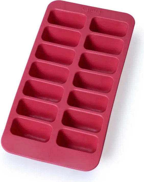Форма за лед с капак Lekue 1009043, 23х11.8х3.2 см, 14 правоъгълни кубчета, -40 +60°C, Червен