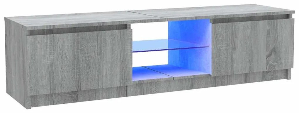 815709 vidaXL ТВ шкаф с LED осветление, сив сонома, 120x30x36 см