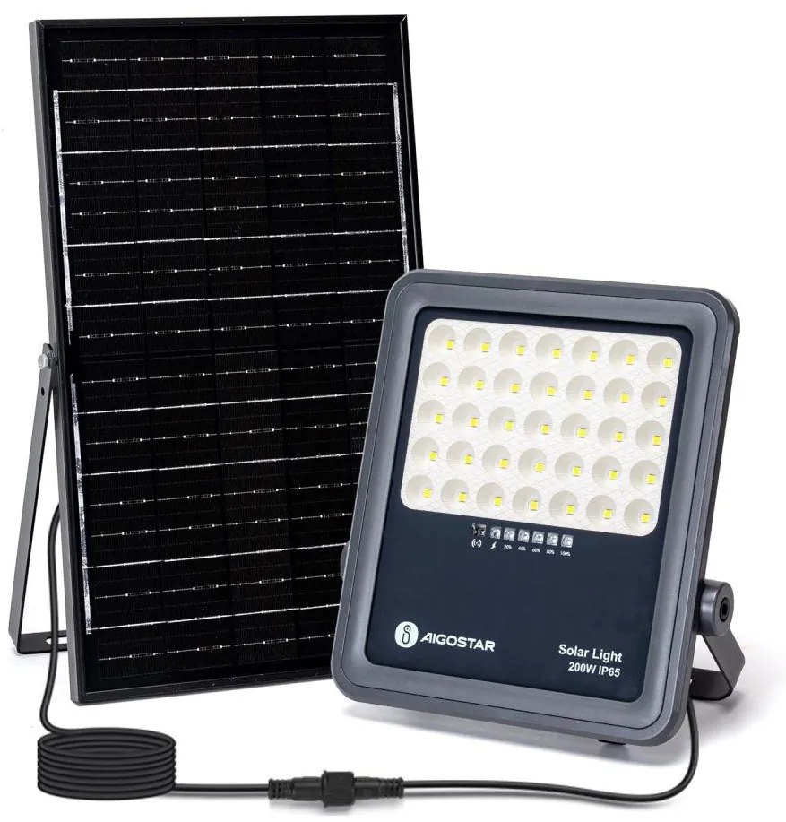 Aigostar - LED Димируем соларен прожектор LED/200W/3,4V IP65 + д.у.