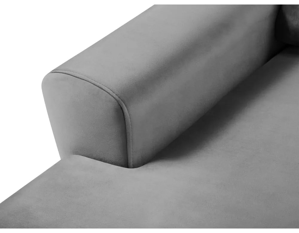 Светлосив кадифен разтегателен ъглов диван с място за съхранение (ляв ъгъл) Kyoto – Cosmopolitan Design