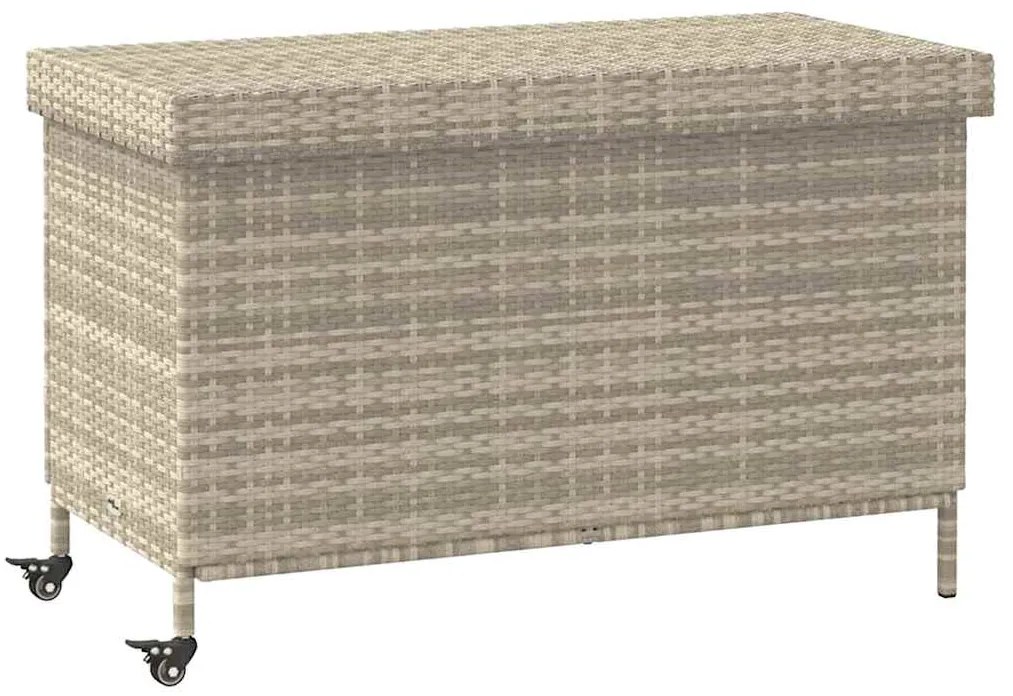 4103830 vidaXL Градинска кутия за съхранение с колела Светло сиво