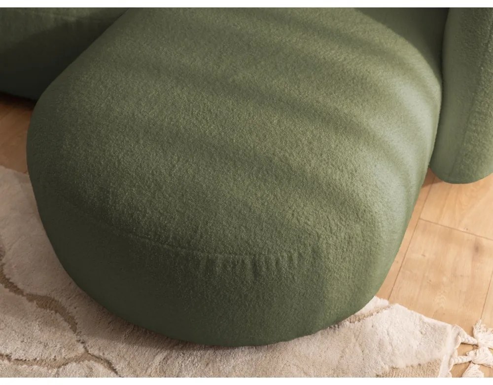 Зелен ъглов диван от прежда с примки от букле (десен ъгъл) Orbit – Ropez