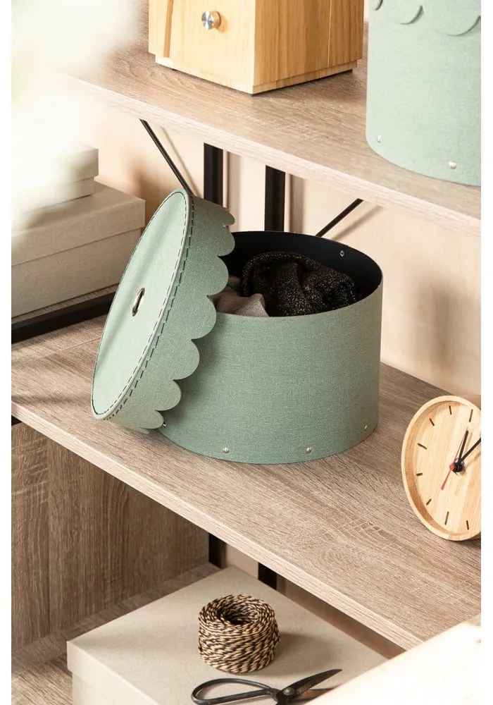 Тюркоазени картонени кутии за съхранение в комплект 2 бр. с капаци ø 26x17,5 cm Wilma Canvas Paper Laminate – Bigso