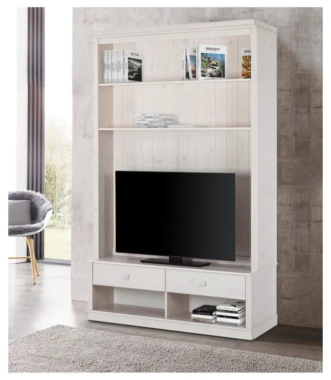 Бял TV комплект от от масивен бор 140x223 cm Anita – Støraa