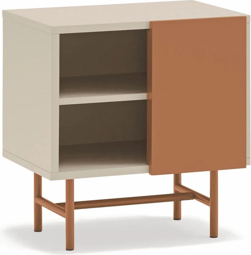 Матово нощно шкафче с рафтове в тухлен цвят/бежово Nube – Teulat
