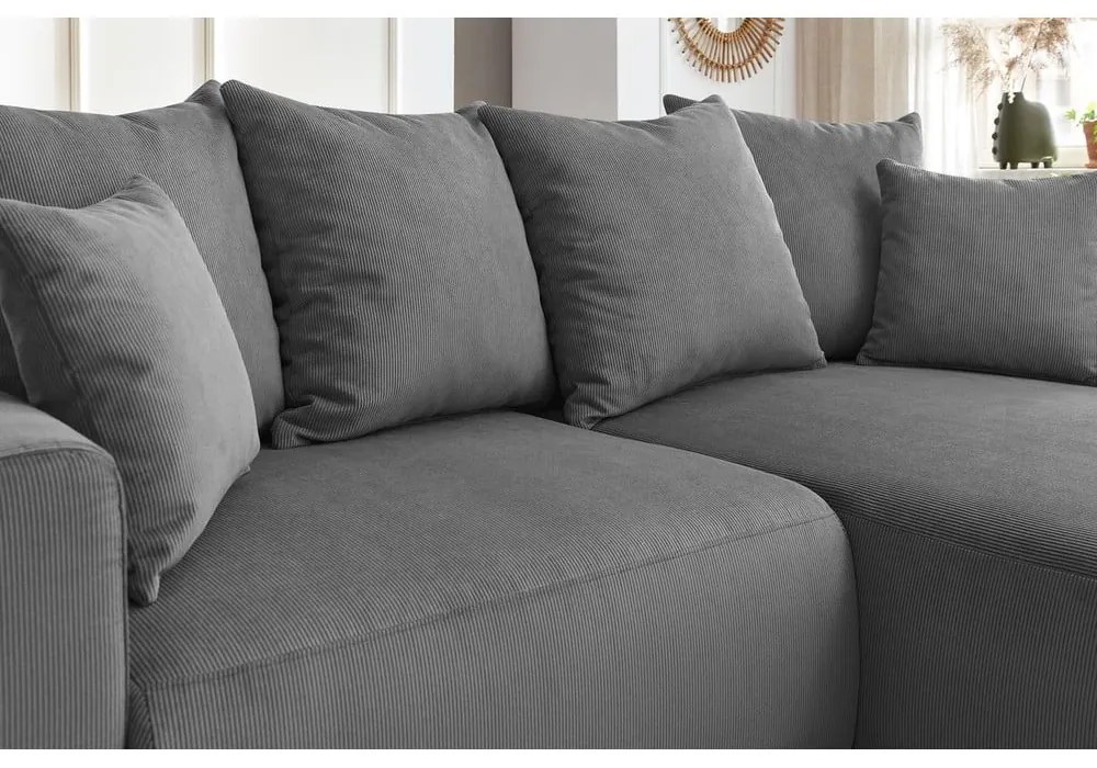 Сив кадифен ъглов диван Enjoy – Bobochic Paris