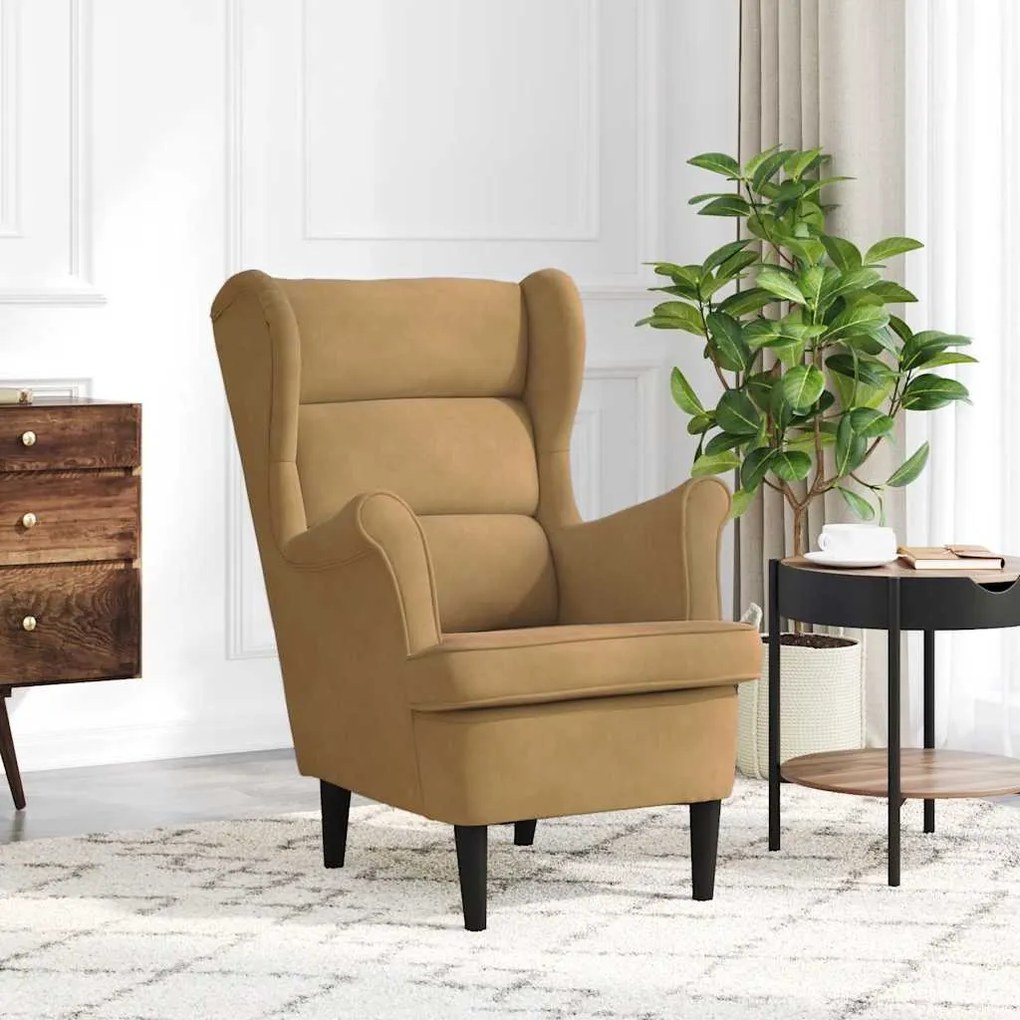 324067 vidaXL Фотьойл, кафяв, кадифе