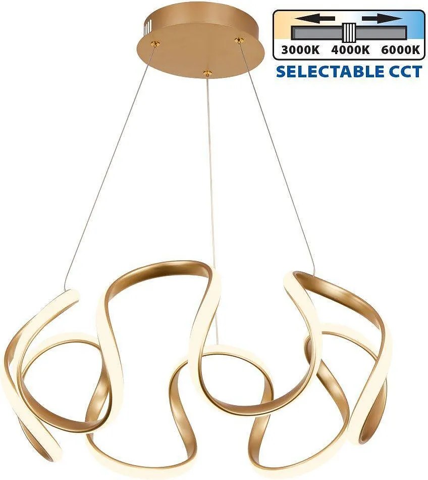 Полилей MEANDRA LED, златен, 54W, 3000-6000K