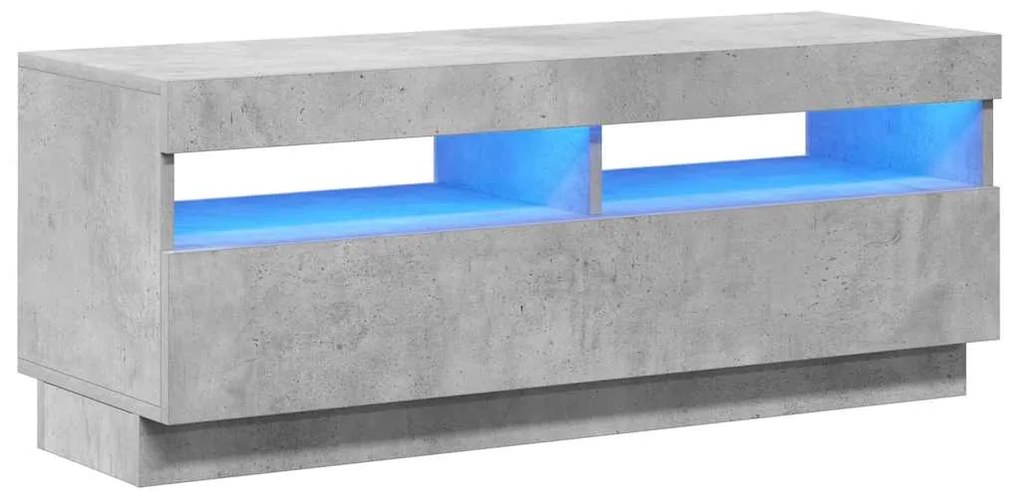 804458 vidaXL ТВ шкаф с LED осветление, бетонно сив, 100x35x40 см