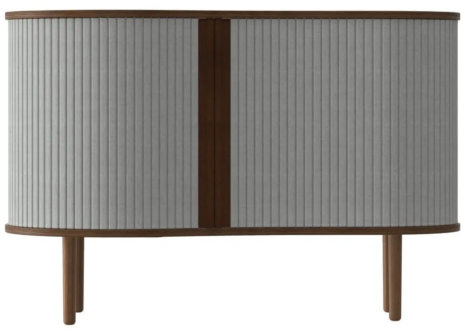 Нисък скрин в сиво-кафяво с дъбов декор и плъзгащи се врати 100x67 cm Audacious - UMAGE