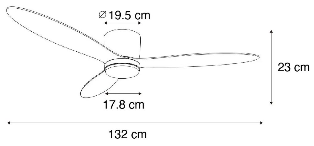 Вентилатор за таван бял 132 см вкл. LED димируем с дистанционно управление - Sofio