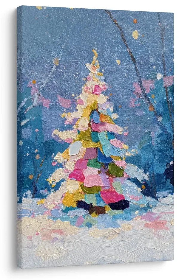 Картина на платно – Празнична нощ с цветно дърво