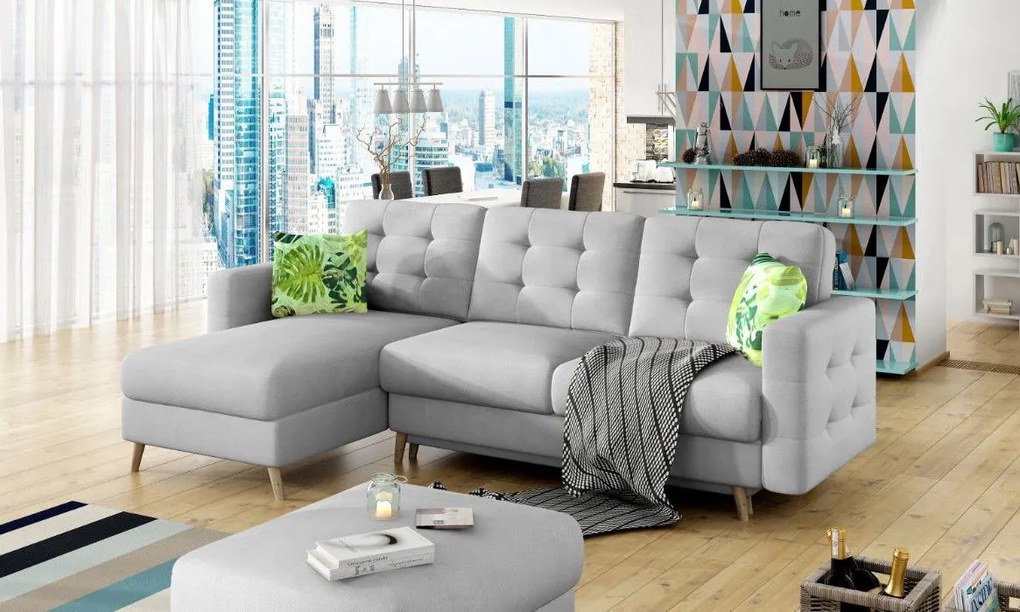 Ъглов диван Amelion-Γκρι Ανοιχτό