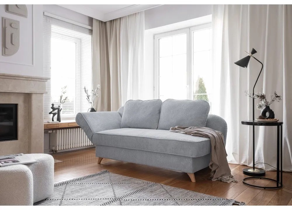 Светлосив шезлонг от рипсено кадифе (ляв ъгъл) Chic Charlotte – Miuform