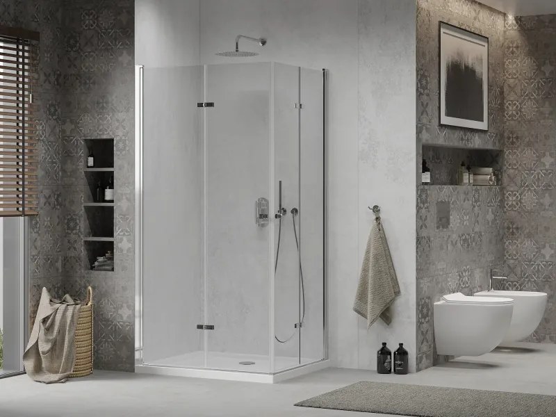 Mexen Lima Душ кабина Duo сгъваема 80 x 70 см, прозрачна, хром + тава Flat