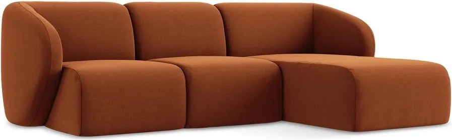 Теракотен кадифен ъглов диван (десен ъгъл) Lani – Makamii
