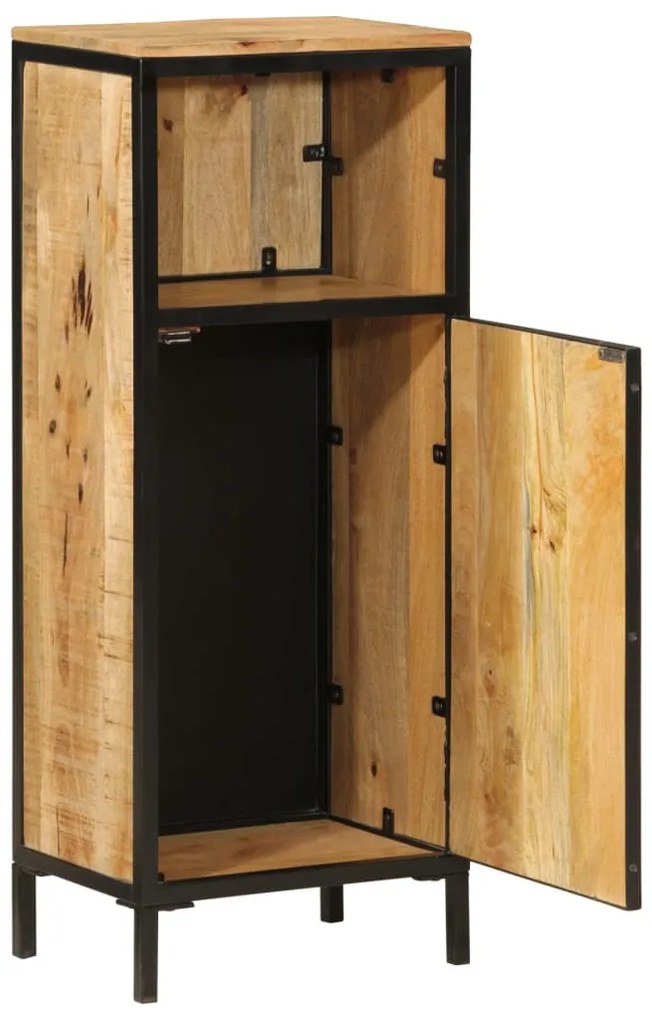 358571 vidaXL Шкаф за баня 40x27x90 см мангово дърво масив и желязо