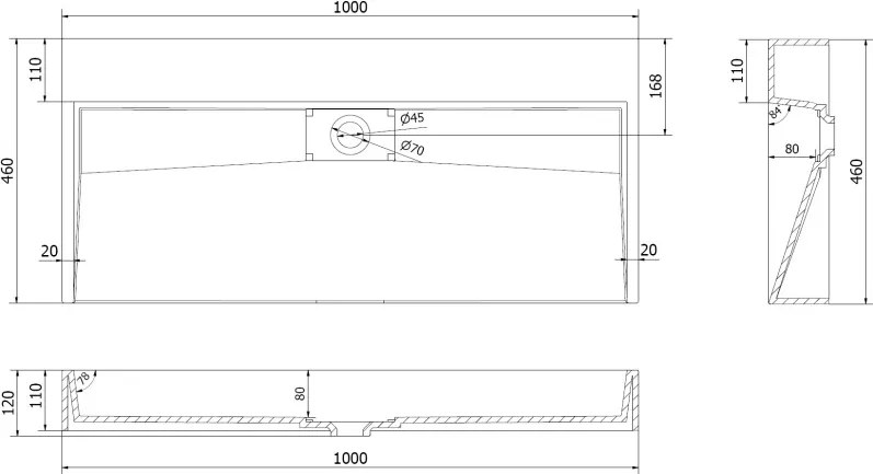 Mexen Ava плотско умивалник от композит B/O 100 x 46 cm, бял - 23011000