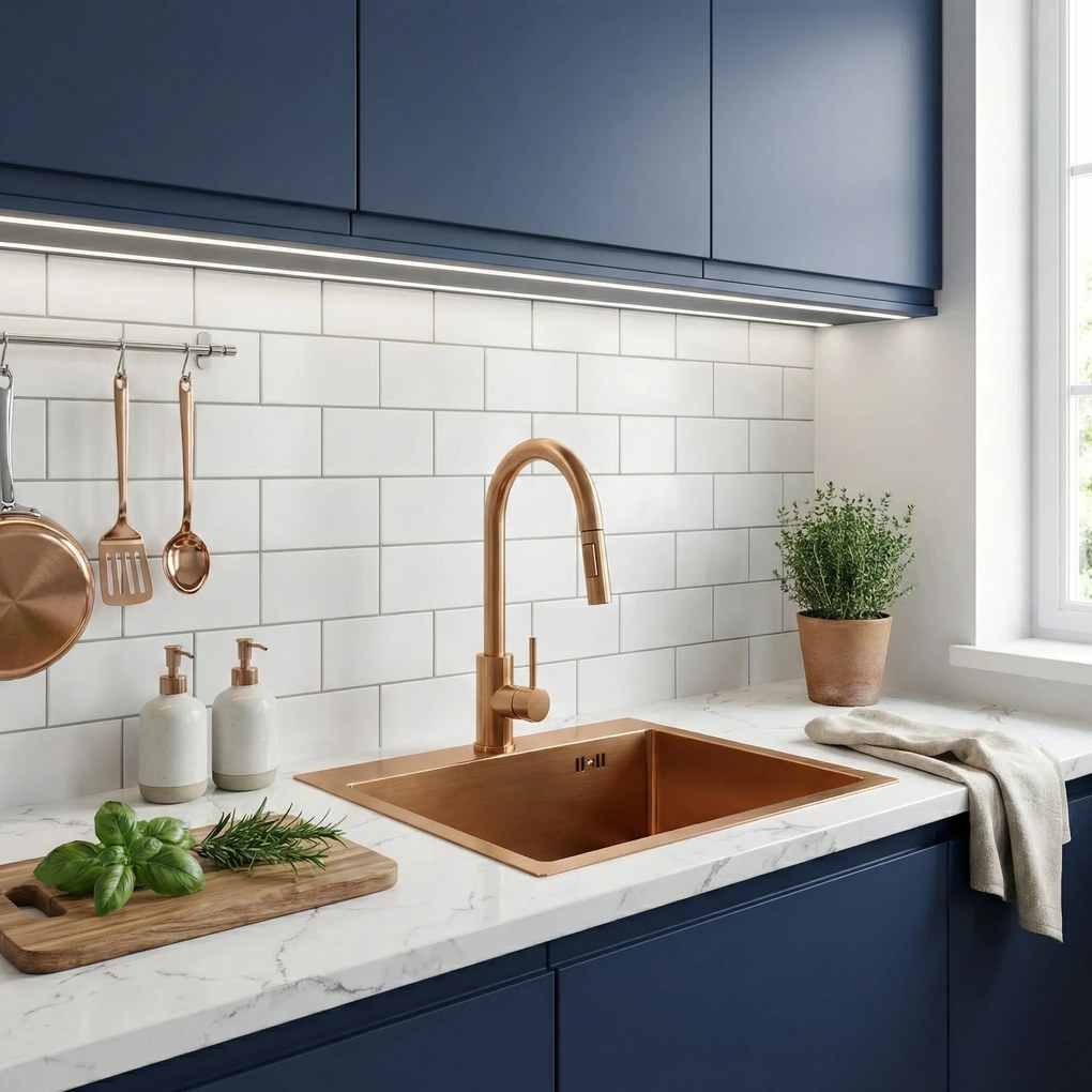 Стоманена мивка Leo 40 BRUSH COPPER